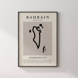 Bahrain Map Vintage Abstract Wall Art Print Picasso + Matisse Inspired Travel Poster - thumbnail 1