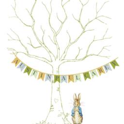 Peter Rabbit Christening Fingerprint Tree, Christening Day, Guest Book, Stationery, Rabbit - thumbnail 2