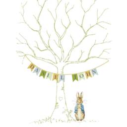 Peter Rabbit Christening Fingerprint Tree, Christening Day, Guest Book, Stationery, Rabbit - thumbnail 3
