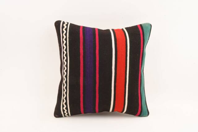 Handwoven Turkish Kilim Pillow Bohemian Throw Cushion Cover - 16x16 - image 1