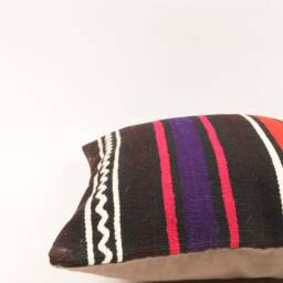 Handwoven Turkish Kilim Pillow Bohemian Throw Cushion Cover - 16x16 - thumbnail 4
