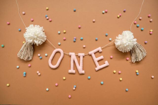 One Birthday Felt Banner - Personalized Nursery Bunting Wall Art Decor Garland Baby Room - image 1