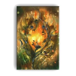 Phoenix Feather Art Print Whimsical Firebird Painting On Canvas - thumbnail 2