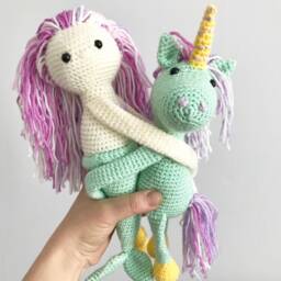 Mermaid & Unicorn Crochet Curtain Tie Backs, Nursery Decor - thumbnail 1