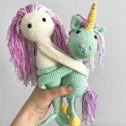 Mermaid & Unicorn Crochet Curtain Tie Backs, Nursery Decor - thumbnail 2