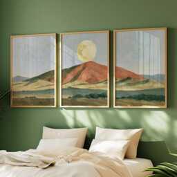 Orange Hill Trio, Neutral Landscape Wall Art Set - thumbnail 2