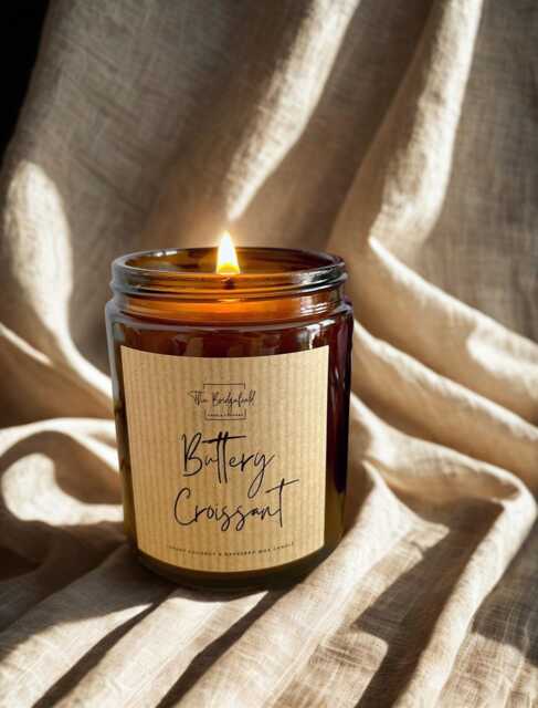 Buttery Croissant Scented Candle Vegan Coconut & Rapeseed Wax, 150G/Bakery Inspired Candle Gift For Baker - image 1