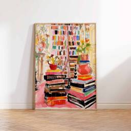 Vintage Bookshop Poster, Book Shop Print, Lovers Gift, Reading Antique Wall Art, Retro Library Gift Idea - thumbnail 2