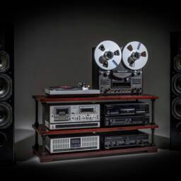 Low Profile Audio Rack With Black Hardware, Shelving Rack, Turntable Stand , Record Player - thumbnail 3