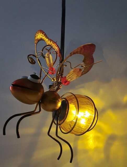 Solar Insect Hanging Light Golden Bee Garden Decor - image 1
