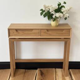 White Oak Console Table With Drawers, Narrow Long Solid Wood Entry Table, Skinny Small For Living Room, Scandinavian Furniture - thumbnail 2