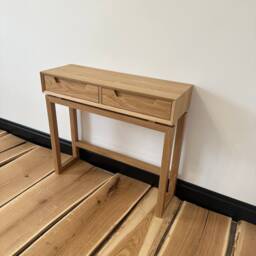 White Oak Console Table With Drawers, Narrow Long Solid Wood Entry Table, Skinny Small For Living Room, Scandinavian Furniture - thumbnail 4
