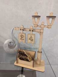 Laserkris Christmas Advent Pillar Calendar - Laser Cut 3mm Thick Mdf , Countdown , Christmas Decoration.size - 290x201x89mm - thumbnail 1