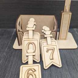 Laserkris Christmas Advent Pillar Calendar - Laser Cut 3mm Thick Mdf , Countdown , Christmas Decoration.size - 290x201x89mm - thumbnail 3