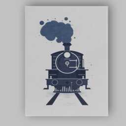 Vintage Steam Locomotive Front View Railway Illustration Canvas Wall Art Print Decor Picture Ready To Hang - thumbnail 1