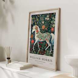 William Morris Print, Art, Exhibition Poster, White Horse, Horse Painting, Wall Gifts - thumbnail 3