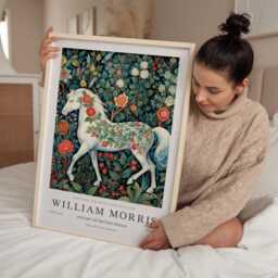 William Morris Print, Art, Exhibition Poster, White Horse, Horse Painting, Wall Gifts - thumbnail 2