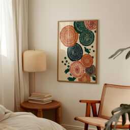 Abstract Floral Illustration Poster - Orange Green Botanical Art Modern Folk Nature Print - thumbnail 2