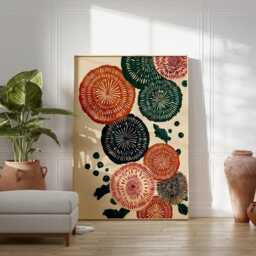 Abstract Floral Illustration Poster - Orange Green Botanical Art Modern Folk Nature Print - thumbnail 3