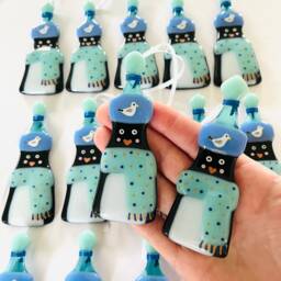 Fused Glass Penguin Christmas Decoration, Seagull Christmas, Snowman, Fused Cornwall - thumbnail 2