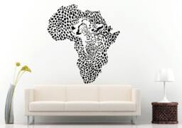 Africa Continent With Cheetah Pattern Inside Wall Decal Vinyl Sticker Mural Room Decor L739 - thumbnail 1