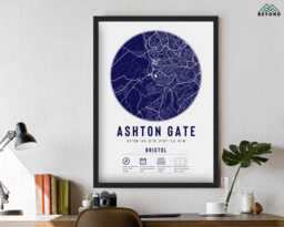 Bristol Ashton Gate Bears Stadium Minimalist Map Prints & Frames - Gift Decor Dad Granddad Uncle Brother Rugby Union Fan For Him Poster - thumbnail 1