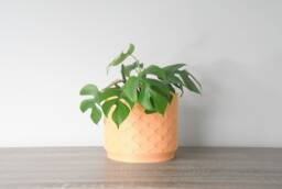 "Wallflower Planter With Drainage & Saucer in Orange Sherbet, Unique 3D-Printed Plant Pot, Small To Large Sizes 4"" 5"" 6"" 7"" 8"