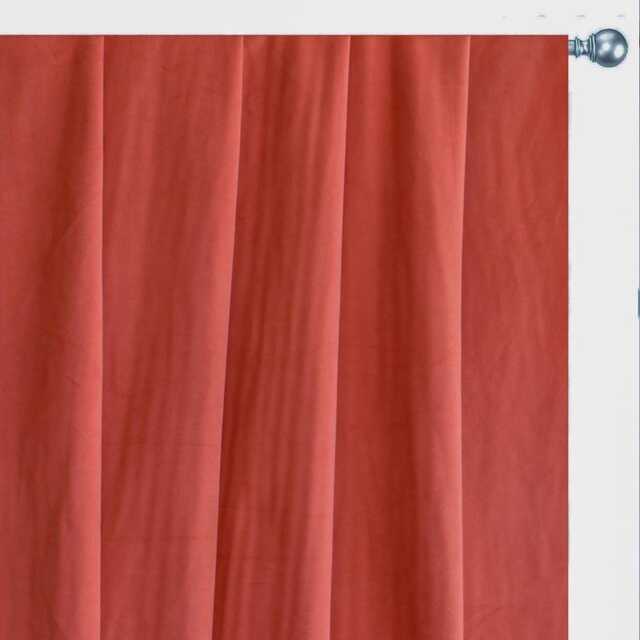 Rust Velvet Curtain Panels, Window Treatment - Rod Pocket, Grommet, Box Pleat, Three Pinch Tab Top & Plain Ring Top - image 1
