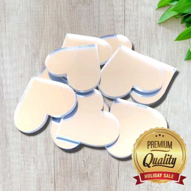 Heart Mirror Sets For Crafts & Decorations - Custom Sizes, Shapes & Colours, Hoops Or Holes - image 1