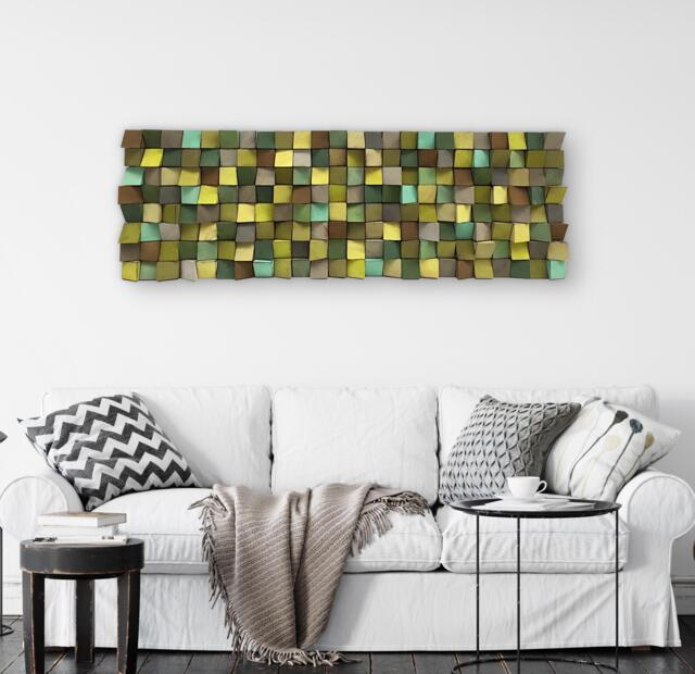 Reclaimed Pine Wood Wall Art - Geometric Sound Diffuser - image 1