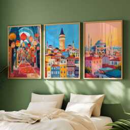 Set Of 3 Istanbul Posters, Turkey Travel Prints, Turkish City Wall Art Set, Europe Asia Decor, Cityscape Gift, Prints - thumbnail 2