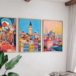 Set Of 3 Istanbul Posters, Turkey Travel Prints, Turkish City Wall Art Set, Europe Asia Decor, Cityscape Gift, Prints - thumbnail 4