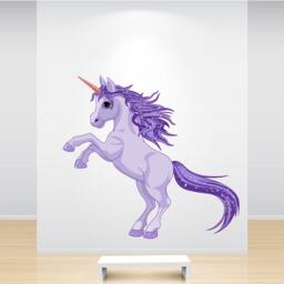 Purple Unicorn Wall Decal Full Colour Sticker Girls Bedroom Playroom Nursery