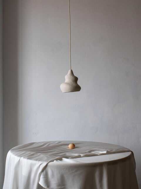 "Small White Paper Mache Pendant Lamp - Perfect For Modern Interiors ""Afrodita" - image 1