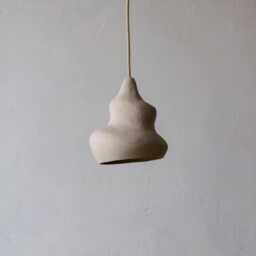 "Small White Paper Mache Pendant Lamp - Perfect For Modern Interiors ""Afrodita" - thumbnail 2