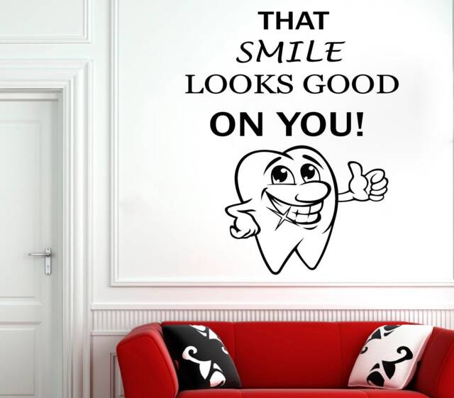 Dental Clinic Wall Decal Tooth Cartoon Vinyl Sticker 2978 - image 1