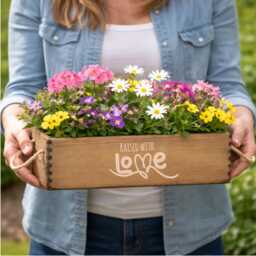 Personalised Wooden Planter Box - Engraved Mother's Day Gift