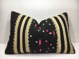 Vintage Turkish Kilim Pillow Cover, Bohemian Lumbar Cushion - 16x24