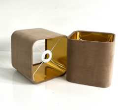 New Luxury Premium Quality Round Square Biscuit Brown Upholstery Velvet Lamp Shade Pendant Light Shade -Biscuit - thumbnail 1