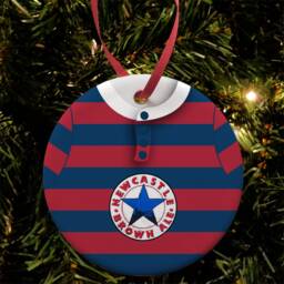 Newcastle Utd 1995 Retro Away Shirt Kit Christmas Tree Decoration Bauble Flat Ceramic Great Gift Toon Army