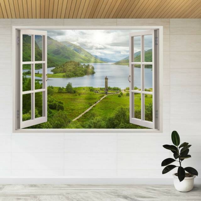 Glenfinnan Monument Scotland 3D Window View Wall Sticker Poster Decal A68 - image 1