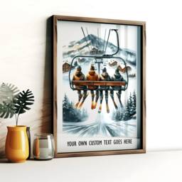 Custom Family Ski Poster - Personalised Print - Wall Art Skiing Gift Of 4 Snowboard Artwork Decor - thumbnail 2