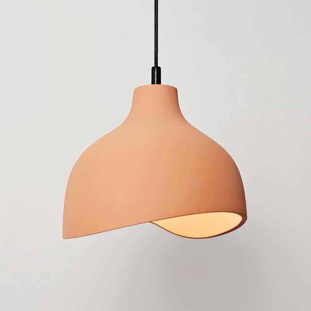 Ceramic Pendant Light, Wabi Sabi Clay Lamp -Naaya Bottleneck Infinity - image 1
