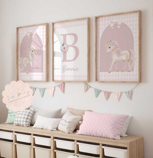 Unicorn Prints, Theme Room Girls Wall Art, Prints For Girls, Blush Pink Floral, Nursery Decor, Toddler Girl Bedroom, Set Of 3 - image 1