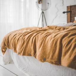 Honey Gold Linen Duvet Cover Soft Washed Bedding, Custom Sizes - thumbnail 3