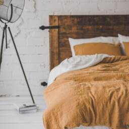 Honey Gold Linen Duvet Cover Soft Washed Bedding, Custom Sizes - thumbnail 2