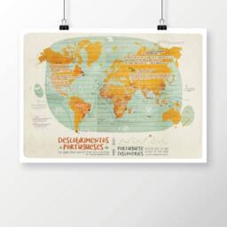 Original Portuguese Discovery Map Wall Art Printing Poster Illustration Print Drawings Graphic Design Artwork Home Decor - thumbnail 2