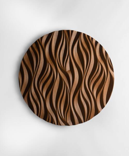 Round Wood Wall Sculpture - Wall Decoration With Abstract Design Geometric Artwood Art - image 1
