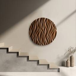 Round Wood Wall Sculpture - Wall Decoration With Abstract Design Geometric Artwood Art - thumbnail 2