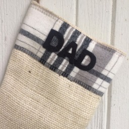 Buffalo Plaid & Burlap Christmas Stocking - Red & Black Check - Natural Burlap-Cotton Flannel - Rustic-Cabin-Woodland-Holiday Decor - thumbnail 4